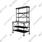 Madeleine Black Kitchen Island with Hutch - 3D Decorative