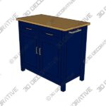 Tristan Navy Kitchen Island - 3D Decorative