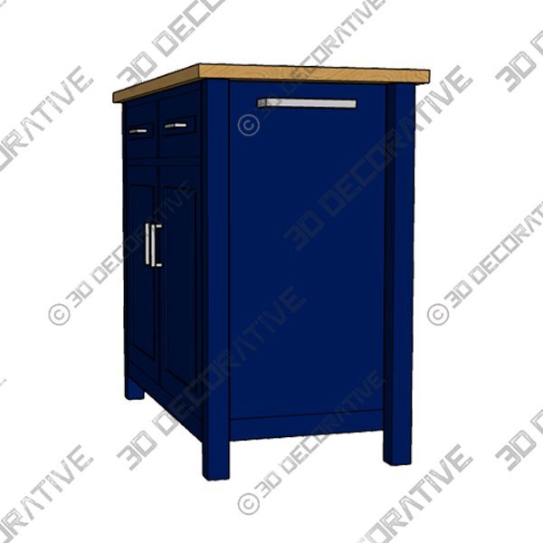 Tristan Navy Kitchen Island - 3D Decorative