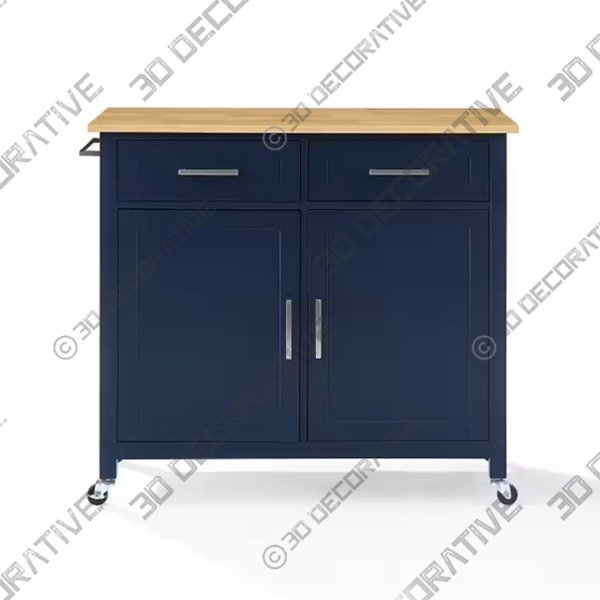 Tristan Navy Kitchen Island - 3D Decorative