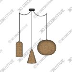 Natural Rattan Cluster Ceiling Light - 3D Decorative