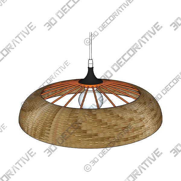 Bamboo Wheel Shaped Pendant Lamp - 3D Decorative