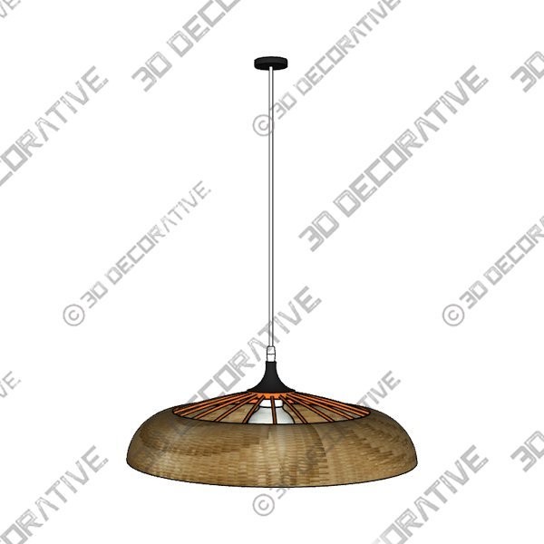 Bamboo Wheel Shaped Pendant Lamp - 3D Decorative