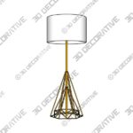 Brass 30-inch Iron Wire Tented Tower Table Lamp