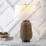 Alese 25" Rustic Bohemian Iron/Rattan LED Table Lamp with Pull-Chain by eyely - 3D Decorative