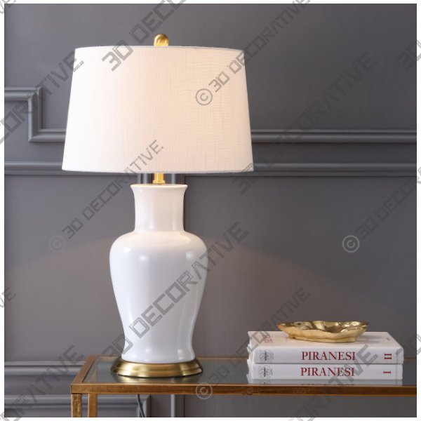 Julian 29" Ceramic Table Lamp, White/Gold - 3D Decorative