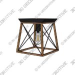 Unique Industrial Ceiling Light, Farmhouse Semi Flush Mount Ceiling Fixture - 3D Decorative