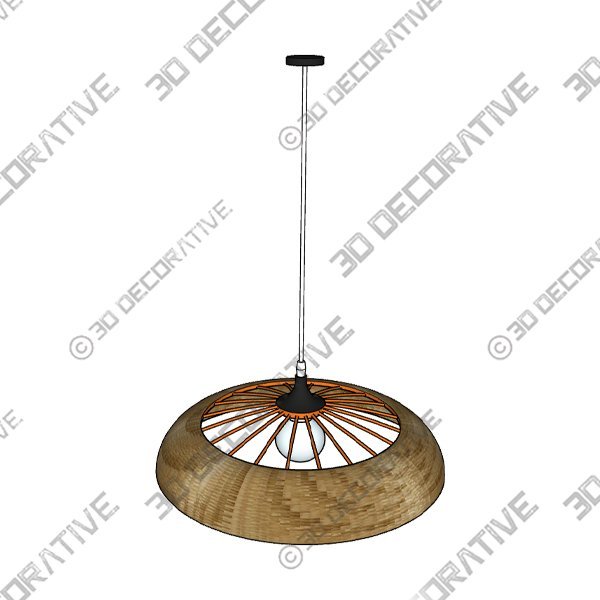 Bamboo Wheel Shaped Pendant Lamp - 3D Decorative