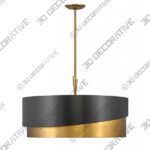 Gigi Drum Shade Chandelier, 8-Light, Heritage Brass/Black, 32"W (FR34318HBR YCDT) - 3D Decorative