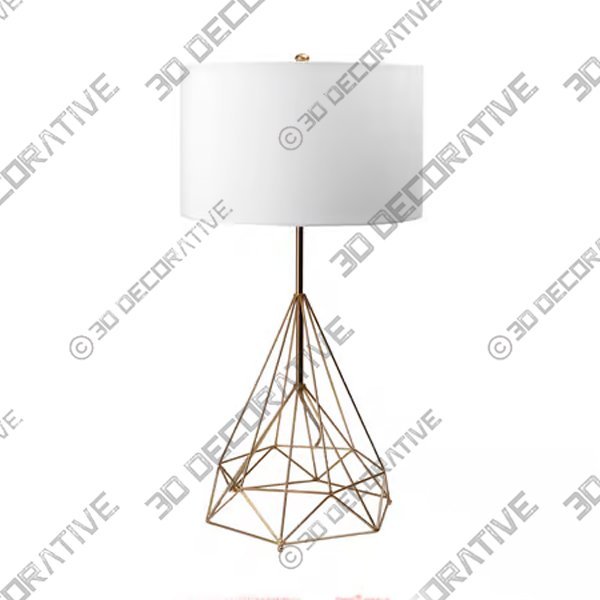 Brass 30-inch Iron Wire Tented Tower Table Lamp