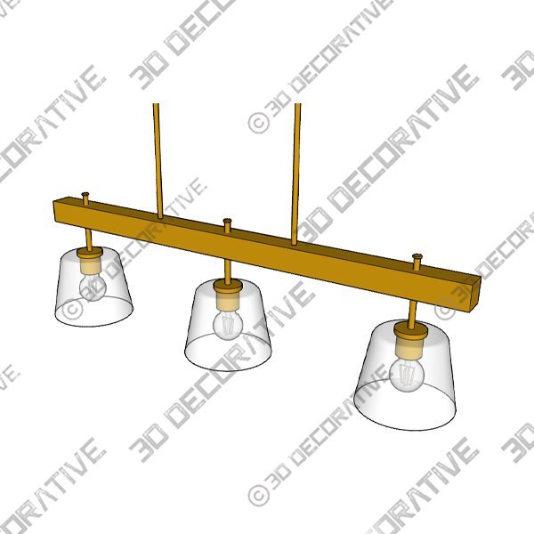 Progress lighting Saffert 3-Light New Traditional Clear Glass Linear Island Chandelier Light Vintage Brass