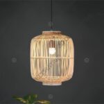 Cage Lamp – Unique handmade Woven Hanging Pendant Light, Natural/Cane Pendant Light - 3D Decorative