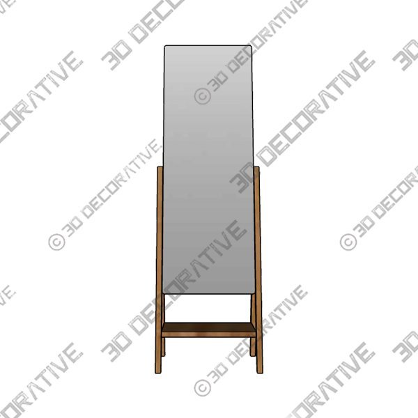 Wood Free Standing Floor Mirror - 23"W x 65.4"H - 3D Decorative