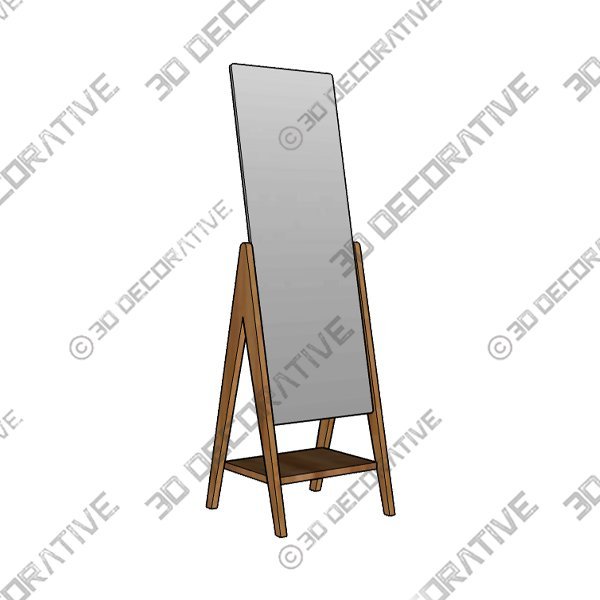 Wood Free Standing Floor Mirror - 23"W x 65.4"H - 3D Decorative