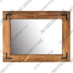 YOSHOOT Rustic Wooden Framed Wall Mirror - 3D Decorative