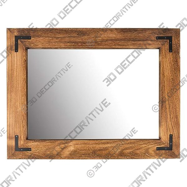 YOSHOOT Rustic Wooden Framed Wall Mirror - 3D Decorative