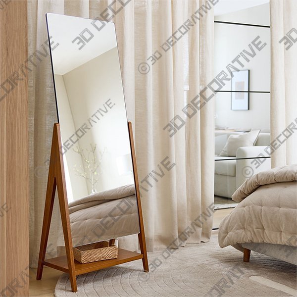 Wood Free Standing Floor Mirror - 23"W x 65.4"H - 3D Decorative