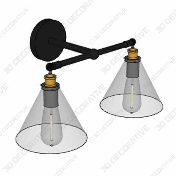 Permo Vintage Industrial Antique 2-Light - 3D Decorative