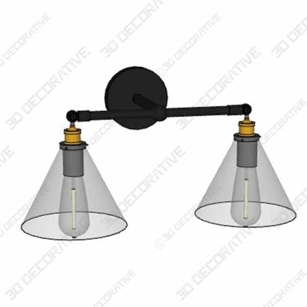 Permo Vintage Industrial Antique 2-Light - 3D Decorative