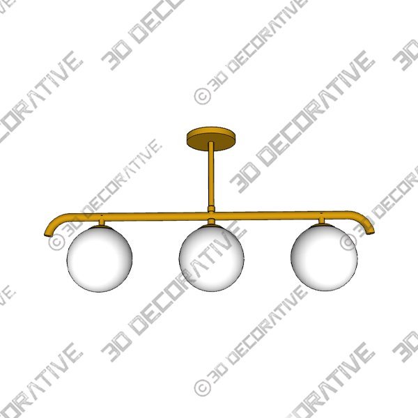 Laneeka 3 – Light Gold Kitchen Island Pendant - 3D Decorative