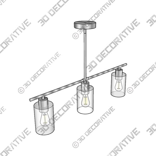 TYNEWRGY 3-Light Pendant Lighting, Clear Glass Pendant Lighting for Kitchen Island - 3D Decorative