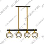 Possini Euro Carlyn 33″ Brass and Black 4-Light LED Island Pendant - 3D Decorative