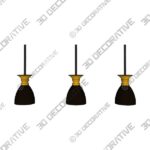 Bullington 3 – Light Black/Brass Gold Kitchen Island Pendant - 3D Decorative