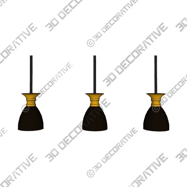 Bullington 3 – Light Black/Brass Gold Kitchen Island Pendant - 3D Decorative