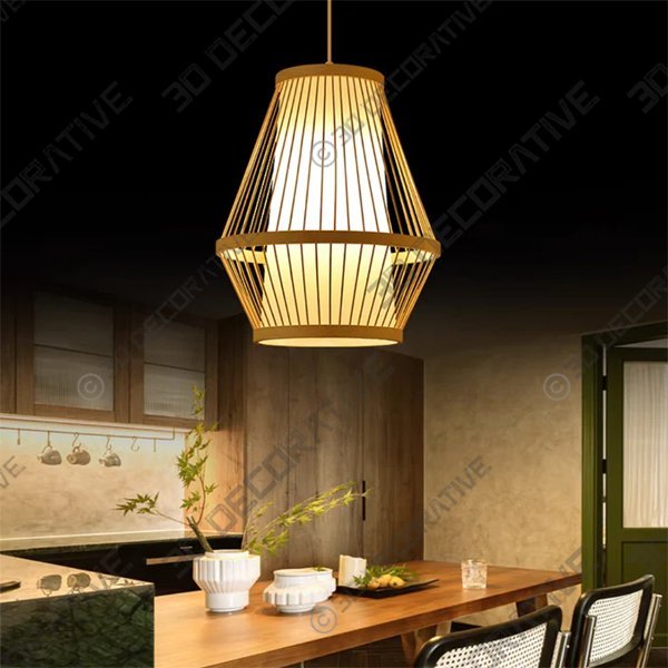 Rattan Handmade Woven Bamboo Vintage Hanging Light Hanging Ceiling Lamp Pendant Light - 3D Decorative