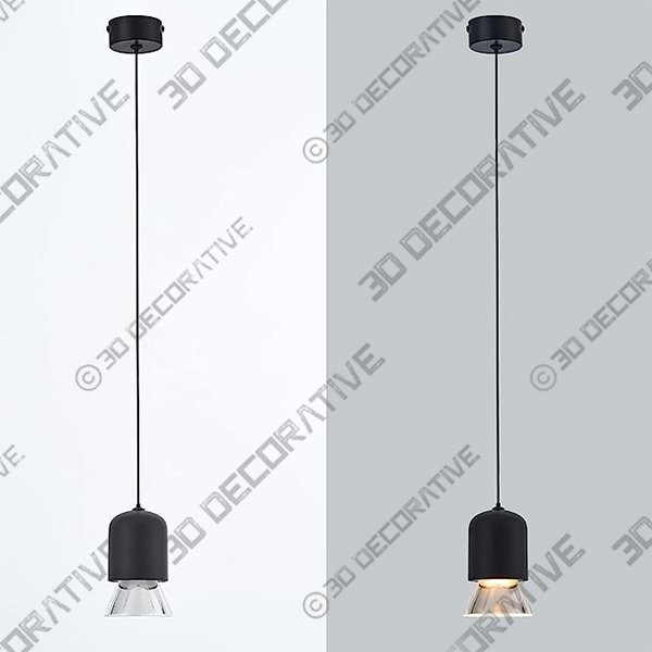 CHANGYITIAN Black LED Pendant Light, Morden Conical Dimmable Pendant Lights - 3D Decorative