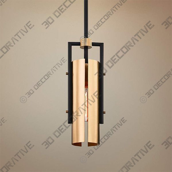 Emerson 5" Wide Carbide Black and Brushed Brass Mini Pendant - 3D Decorative