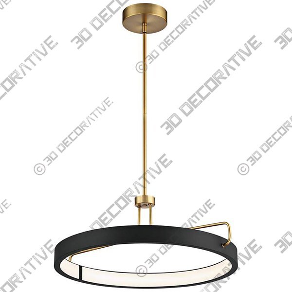 Pemberton 26″ Wide Black Antique Brass Ring LED Pendant Light - 3D Decorative