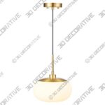 KAWOTI Brass Pendant Light for Kitchen Island Adjustable Height Milky Glass Pendant Light - 3D Decorative