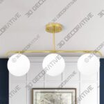 Laneeka 3 – Light Gold Kitchen Island Pendant - 3D Decorative