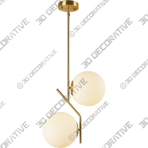 BAODEN 2 Lights Modern Globe Chandelier Mid Century Pendant Light - 3D Decorative