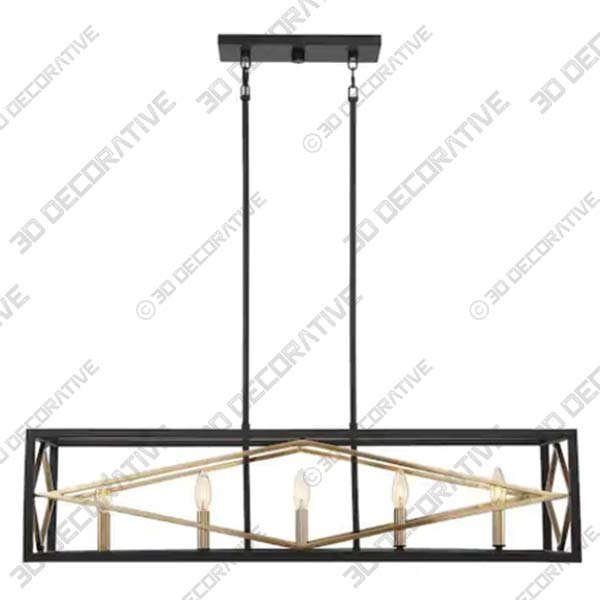 Quoizel Platform 12-in W 5-Light Black With Gold Kitchen Island Light With Shade