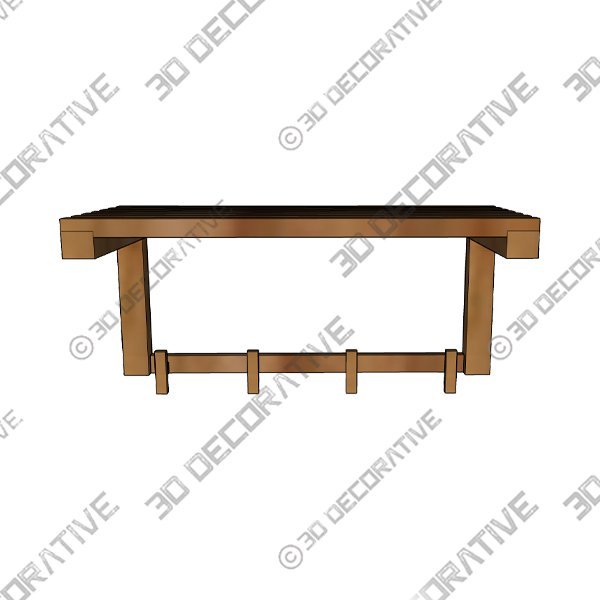 Adela Teak Hook Rack - 3D Decorative