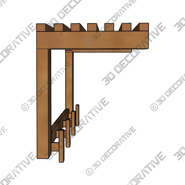 Adela Teak Hook Rack - 3D Decorative