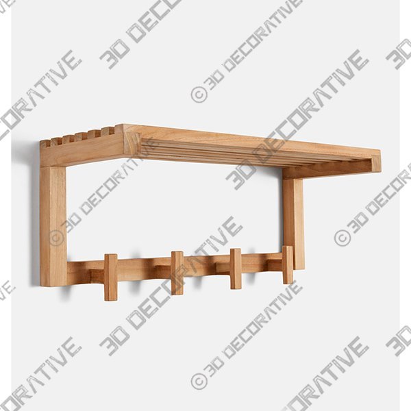 Adela Teak Hook Rack - 3D Decorative