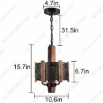 Rustic Chandeliers Black Drum Chandelier Solid Wood - 3D Decorative