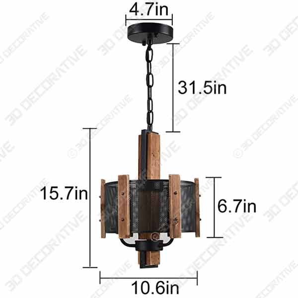 Rustic Chandeliers Black Drum Chandelier Solid Wood - 3D Decorative