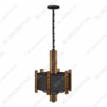 Rustic Chandeliers Black Drum Chandelier Solid Wood - 3D Decorative