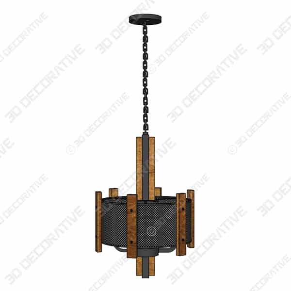 Rustic Chandeliers Black Drum Chandelier Solid Wood - 3D Decorative