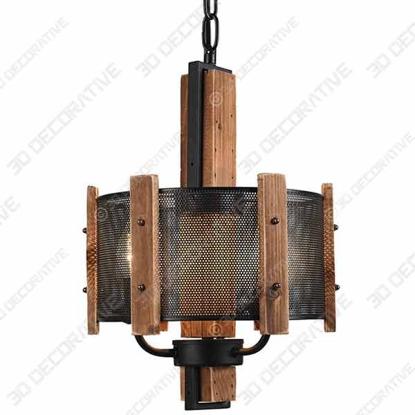 Rustic Chandeliers Black Drum Chandelier Solid Wood - 3D Decorative