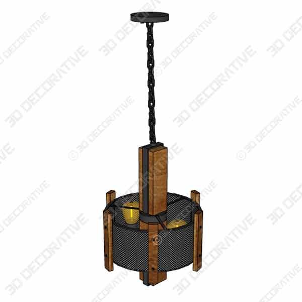 Rustic Chandeliers Black Drum Chandelier Solid Wood - 3D Decorative