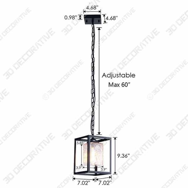 SHENGYADI Modern Clear Crackled Glass Pendant Light - 3D Decorative