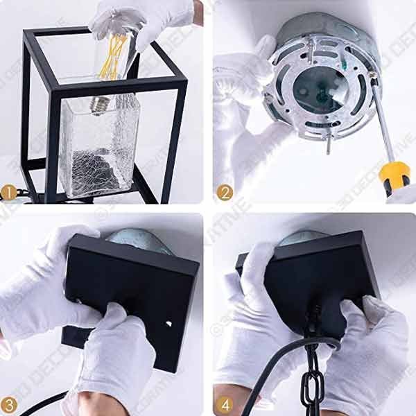 SHENGYADI Modern Clear Crackled Glass Pendant Light - 3D Decorative