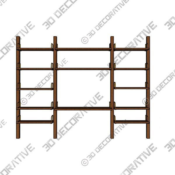 Hart Modular Walnut Triple 12-Shelf With 36" Desk - 3D Decorative