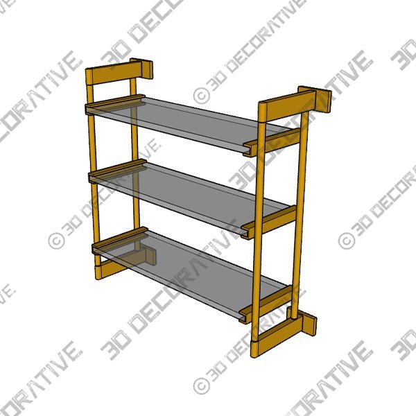 MODERN TRIPLE GLASS SHELF - 3D Decorative