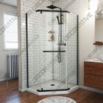 DreamLine Prism 34 1/8×72 Neo-Angle Pivot Shower Enclosure, Satin Black - 3D Decorative